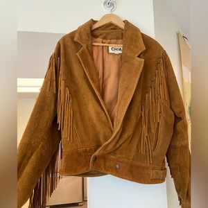Chia Vintage Suede Fringe Jacket Size S